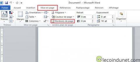 Word - Bouton Bordure de page