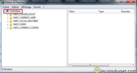 Regedit - Selection ordinateur arborescence