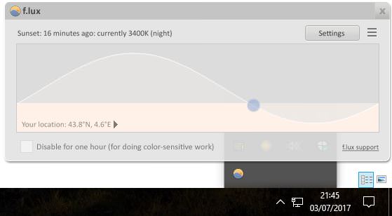 F.lux sur Windows