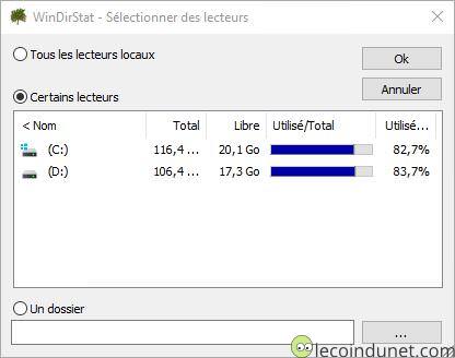 WinDirStat - Sélectionner des lecteurs