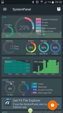 SystemPanel2 sur Android