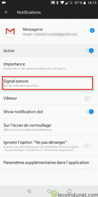 Gestion des notifications - Choix du son