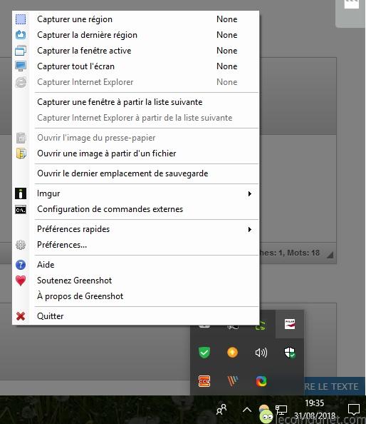 Capture d'écran avec Greenshot