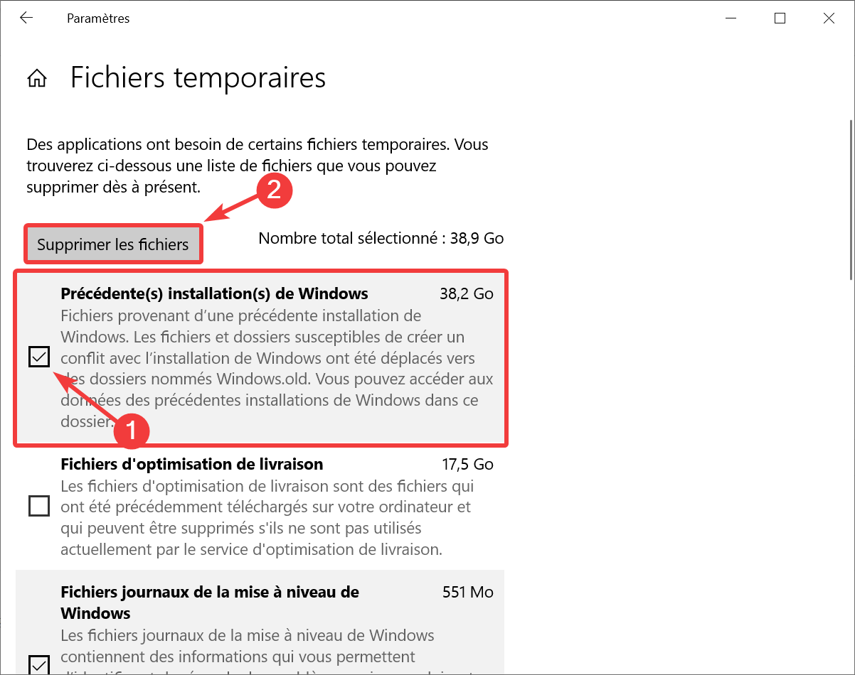 Windows 10 Supprimer précédentes installations de Windows (windows.old)