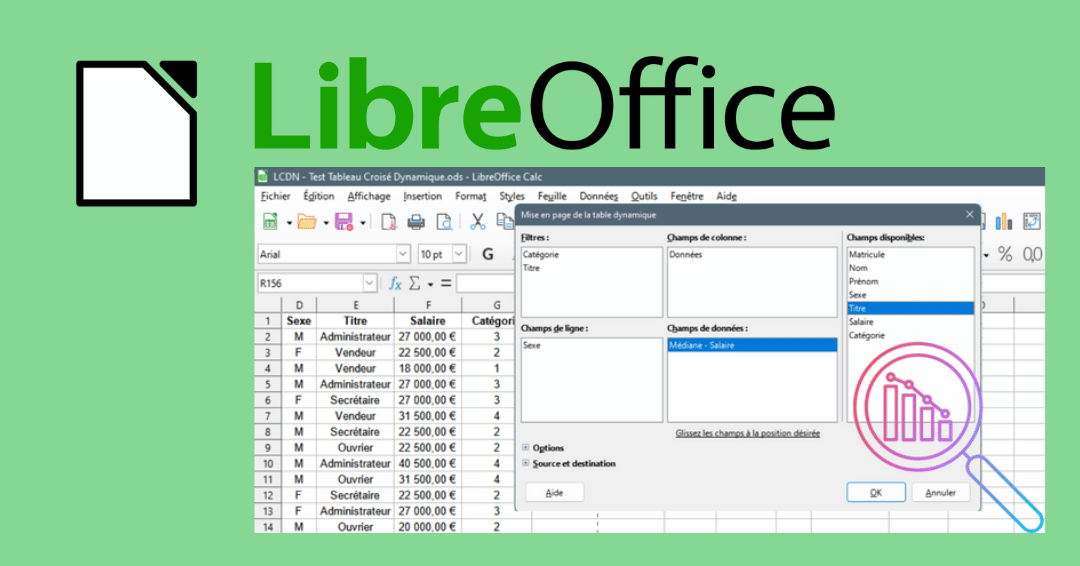 צור טבלת ציר עם LibreOffice