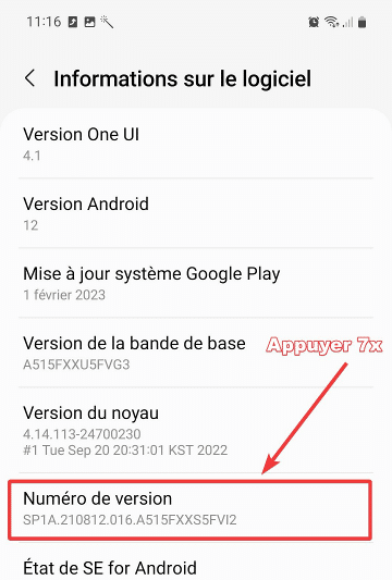 Activer mode développeur sur Android