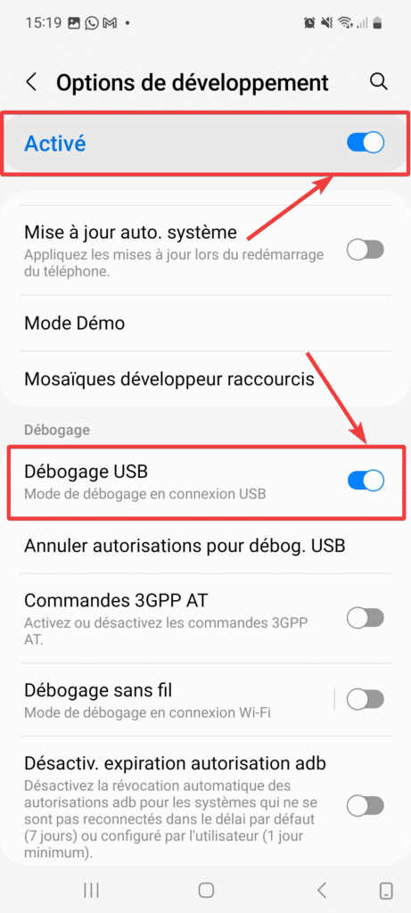 Désactiver le débogage USB sur Android