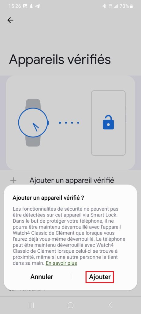 Déverrouiller téléphone avec montre